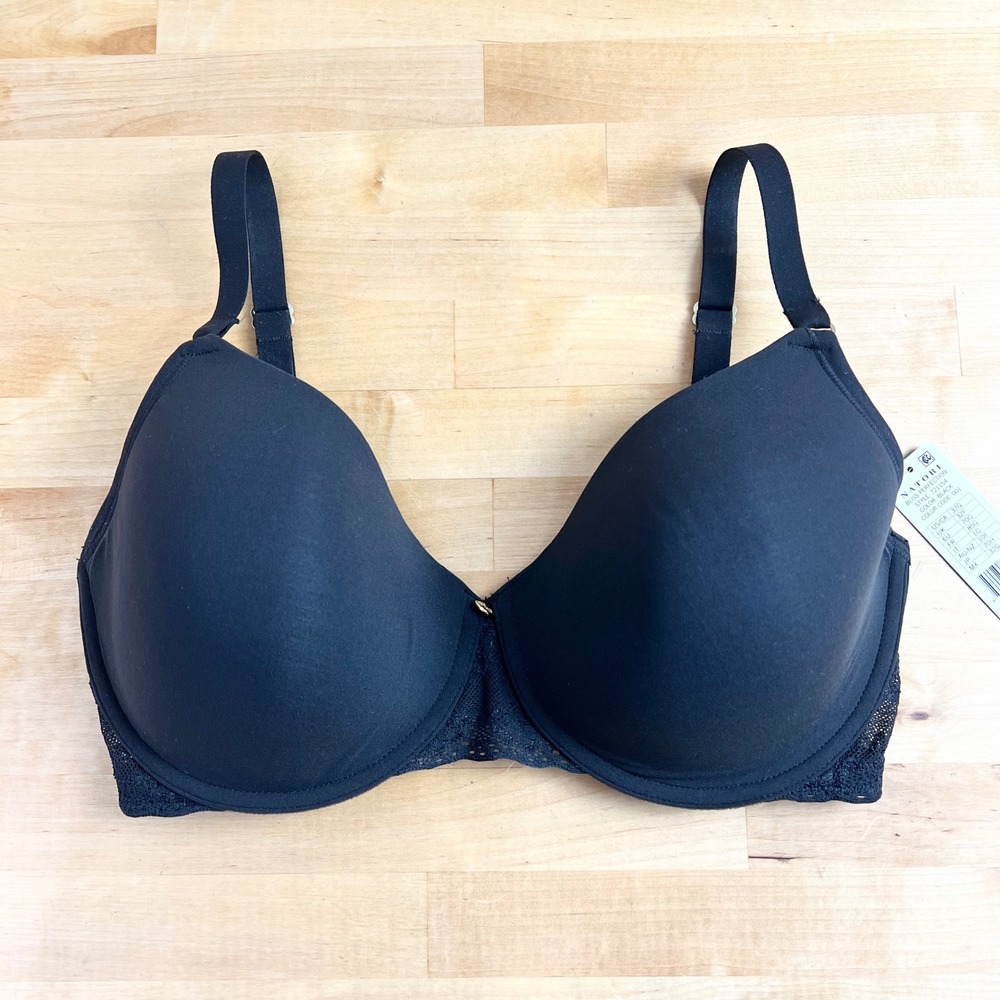 Natori Bra Bliss Perfection Size 32G Black Contour Underwire Lace Trim NEW FLAW